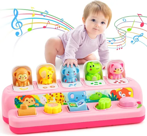 Duchong - Juguetes para niñas de 1 año, juguete interactivo emergente con música y luz, juguetes de aprendizaje Montessori para bebés y niños