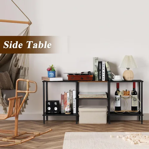 Miniatura 7 de Soportes de TV para sala de estar, soporte de TV de 50 pulgadas con toma de corriente, centro de entretenimiento con almacenamiento, mesa consola