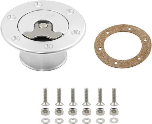 Miniatura 7 de Tapa de gas de celda de combustible de aluminio billet de 35.5mm con tanque de sobrealimentación de 6 orificios sin ventilación (plata)
