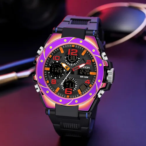 Miniatura 3 de findtime Reloj para hombre relojes militares para hombre impermeables 5 ATM deportivo para trabajo digital analógico color negro verde dorado