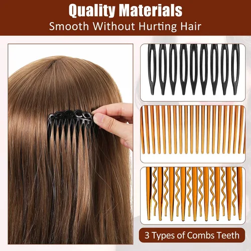 Miniatura 3 de Juego de 24 piezas de peines laterales franceses giratorios para el cabello, clips de plástico accesorios para el cabello para mujeres