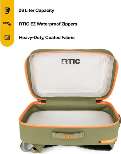 Miniatura 3 de RTIC Mochila ultra seca, bolsas impermeables al aire libre para senderismo, viajes, camping, canotaje, mochilero, 26L Oliva y Naranja