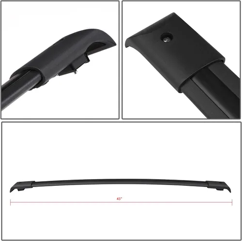 Miniatura 5 de DNA MOTORING PT-ZTL-8039 - Par de barras transversales de aluminio para techo de automóvil, compatibles con Honda Pilot 03-08, color negro