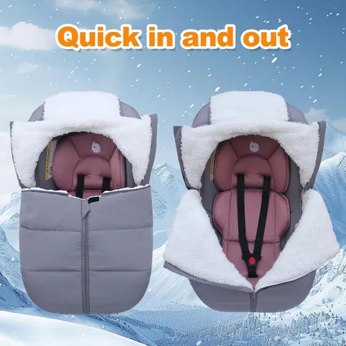 Miniatura 3 de Fairy Baby Funda de asiento de automóvil de invierno para asiento de bebé, impermeable, cálida, funda de asiento de automóvil para bebé, funda