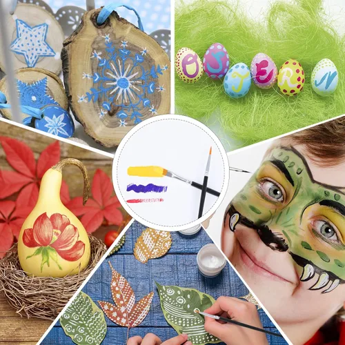 Miniatura 7 de AROIC Pinceles de Pintura Pequeños al Por Mayor, 110 Piezas de Pinceles de Pelo de Nailon Negro con Juego de Pinceles de Pintura Acrílica de Punta
