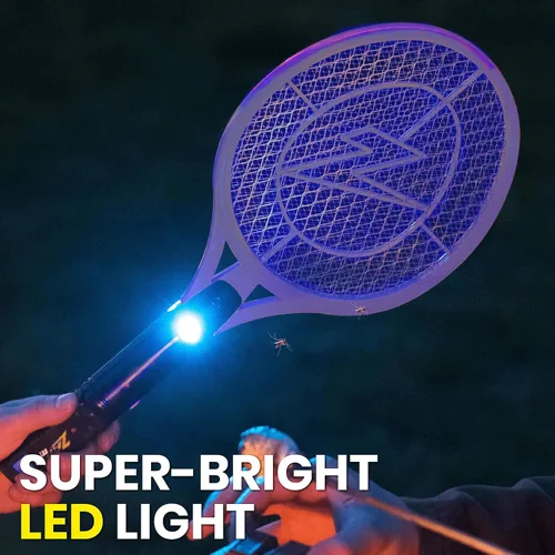 Miniatura 6 de Zap It Bug Zapper - Raqueta mata mosquitos recargable de 4000 voltios, cable de carga USB, Paquete de 2 Amarillo