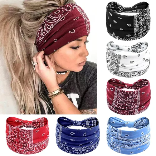 Miniatura 27 de Awumbuk Diademas anchas para mujeres anudadas antideslizantes bandas para la cabeza suaves diadema turbante accesorios para el cabello boho africano