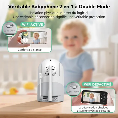 Miniatura 6 de Simyke Monitor de video para bebé con cámara y audio, pantalla de 5 pulgadas, 720P, sin WiFi o modo de aplicación gratuita, zoom panorámico