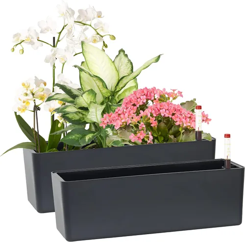 Miniatura 8 de Macetas alargadas con autorriego para ventana, de 5.5 x 16 pulgadas, para interiores, hogar, jardín, maceta decorativa moderna para todas