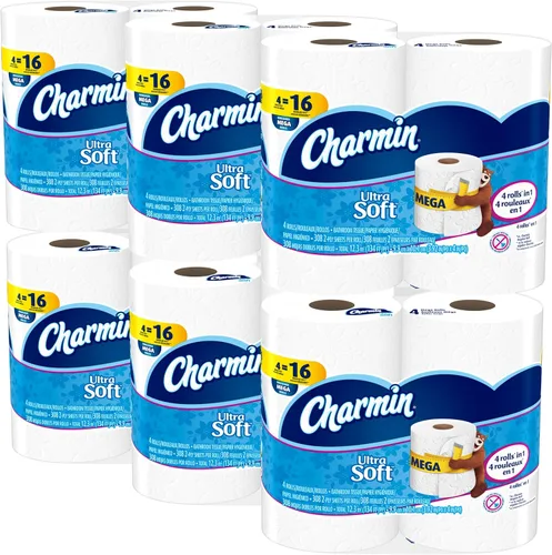Miniatura 6 de Charmin Papel higiénico ultra suave, 24 megarrollos de papel de baño = 96 rollos regulares