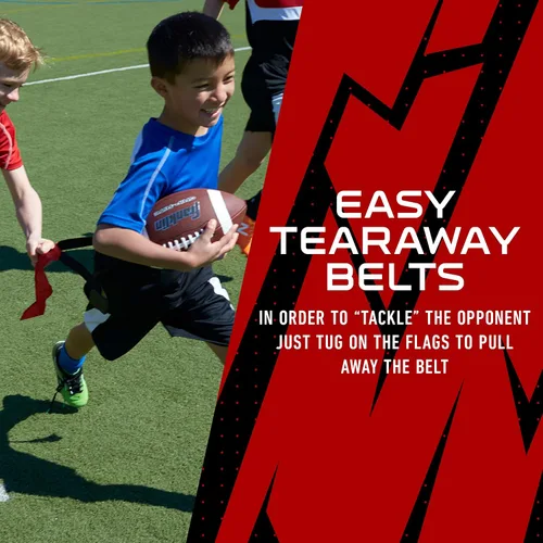 Miniatura 6 de Franklin Sports NFL - Conjuntos de fútbol con bandera del equipo de la NFL, cinturones + banderas, para niños + adultos, se adapta a cintura