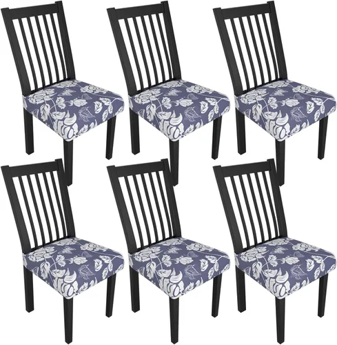 Miniatura 105 de Juego de 4 fundas elásticas para sillas de comedor, fundas para sillas de comedor con estampado floral, fundas para asientos de sillas con estampado