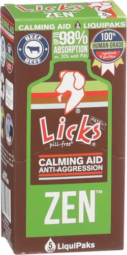 Licks Pill Free Zen Dog Calming - Suplementos calmantes para comportamiento agresivo y nerviosismo - Golosinas calmantes para perros para aliviar el