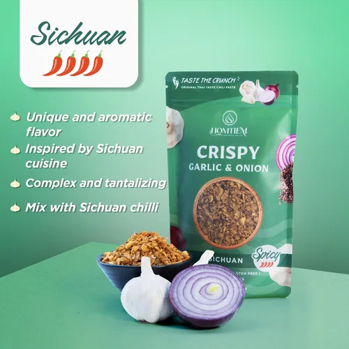 Miniatura 3 de Homtiem Ajo Crujiente y Cebolla: Condimento Versátil de Sichuan 3.5 Oz., 100% Natural, Sin OMG, Vegano y Sin Gluten, Listo para Usar, Apto