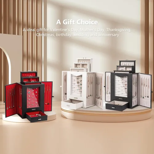Miniatura 9 de Homde Organizador de joyas con ganchos transparentes para collares de ventana, regalo para mujeres, caja de joyería para collares, anillos, aretes