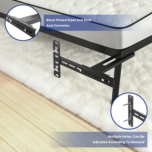 Miniatura 5 de Paquete de 2 soportes de cabecero para camas de metal ajustables para cabecero y estribo, kit de extensión para camas de tamaño individual, queen