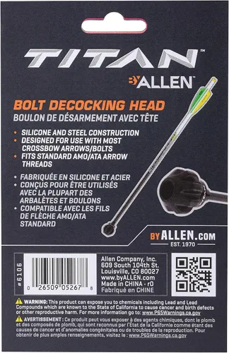 Miniatura 11 de Allen Company Titán Crossbow Bolt De-Cocking Head, roscas de flecha estándar AMO/ATA, silicona/acero, negro