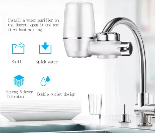 Miniatura 2 de Filtro de agua para fregadero, flujo rápido, sistema de filtración de agua de montaje en grifo de 400 galones para agua del grifo, certificado NSF