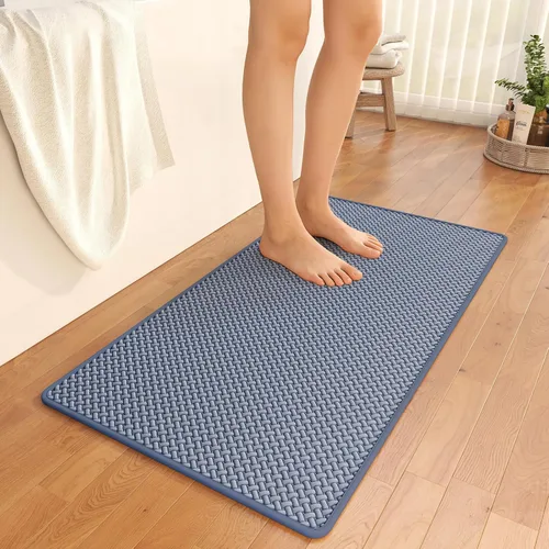 Miniatura 15 de YDKGL Alfombras de baño antideslizantes, superabsorbentes, de secado rápido, para baño, textura de tejido de espuma, alfombras de baño delgadas