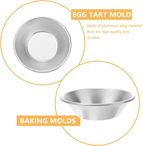 Miniatura 4 de Paquete de 25 moldes para tarta de huevo, tartaletas de aleación de aluminio, moldes de postre, moldes para tartas pequeñas, moldes para tartas