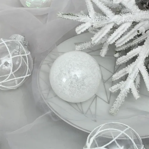 Miniatura 7 de Adornos de bola de Navidad transparentes, 30 unidades de 2.36 pulgadas, bolas de adorno de Navidad blancas para árbol de Navidad con delicado Blanco
