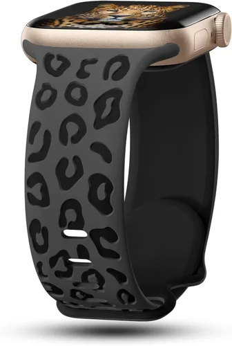 CreateGreat Correas de leopardo grabadas compatibles con Apple Watch Band de 1.575 in 1.614 in 1.496 in 1.654 in 1.732 in 1.772 in 1.811 in 1.929 in
