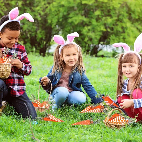 Miniatura 7 de Skylety Decoraciones de zanahoria de Pascua, paquete de 8 unidades, zanahorias artificiales de tela, no tejidas para rellenos de cestas de Pascua