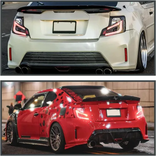 Miniatura 8 de SPEC-D TUNING Luces traseras LED negras con barra de luz LED blanca compatible con Scion TC 2011-2013, conjunto de par izquierdo + derecho