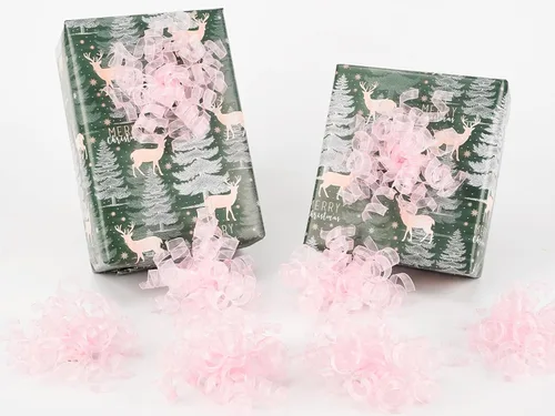 Miniatura 24 de HUIHUANG Lazos de color rosa intenso para envolver regalos, lazo de regalo rizado de 5 pulgadas x 8 unidades, lazos de cinta autoadhesivos para Rosa