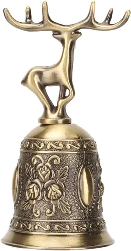 Campana de mano decorativa, campana de mano con forma de ciervo, proceso de chapado vintage, acabado pulido a prueba de óxido, campana de mano de