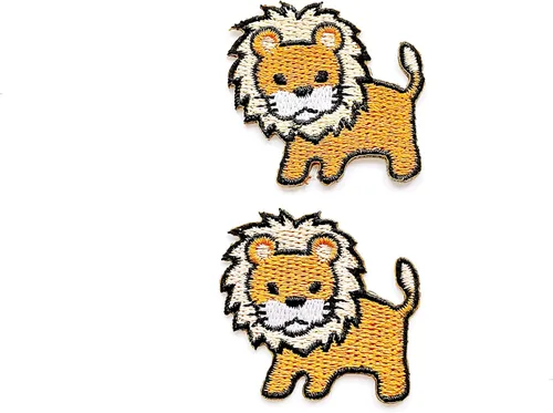 Miniatura 3 de PL - Juego de 2 minúsculos, diseño de león de animal, lindo logotipo de dibujos animados, para coser, planchar, bordado, insignia, parche, ropa