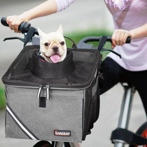 Miniatura 11 de Canasta/Bolsa de Transporte para Mascotas para Bicicleta, Mochila Transportadora/Elevadora para Perros y Gatos con Bolsillos Laterales Grandes