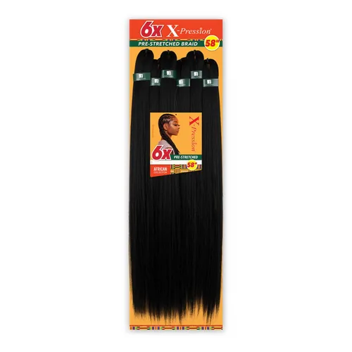 Sensationnel X-pression - Trenza preestirada para trenzado - 6 piezas de trenza de 58 pulgadas, todo kanekalon retardante de llama sintético para