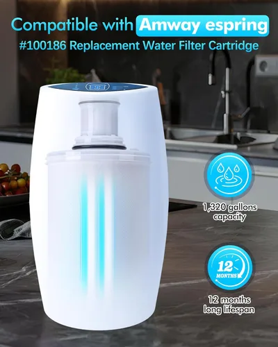 Miniatura 2 de Filtro de agua de repuesto 100186 compatible con filtros de agua Amway espring, cartucho de filtro de filtración de alta precisión de 6 niveles que
