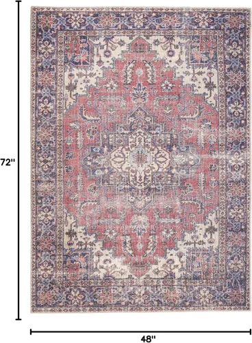 Miniatura 108 de GLN Rugs Traditional Collection - Alfombra de felpilla lavable a máquina, tradicional lavable, antideslizante, alfombra de felpilla de pelo corto