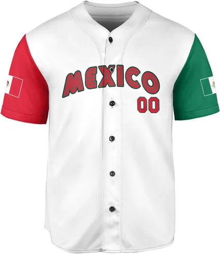 Miniatura 2 de Leprints - Camiseta de béisbol mexicana personalizada para hombres y mujeres, camiseta de bandera mexicana, orgullo de la bandera mexicana