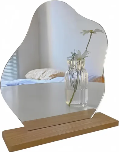 Allpdesky - Espejo de escritorio estético para decoración de habitación, armario decorativo y mesa sin marco, espejo asimétrico en forma de nube