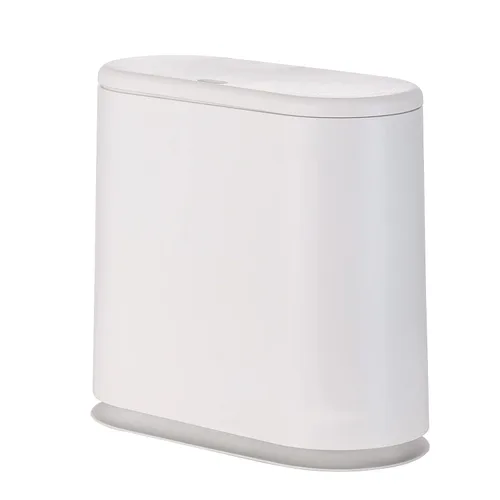 Miniatura 10 de Basurero delgado negro de 12 litros con tapa superior de presión, cubo de basura de cocina a prueba de mascotas y perros, cubo de basura delgado