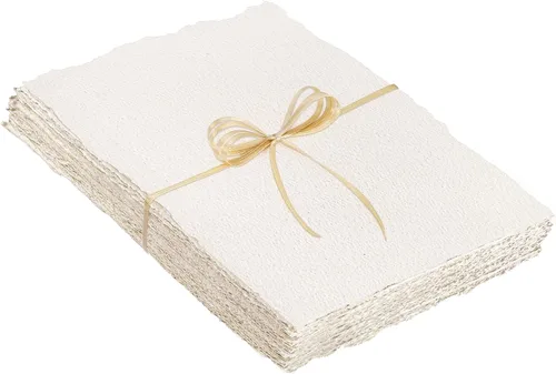 Miniatura 9 de Prudiut 25 hojas de papel de acuarela de algodón, 300 g/m², borde deshilachado, 12,7 x 17,8 cm, rugoso/texturizado, blanco, para acuarelas