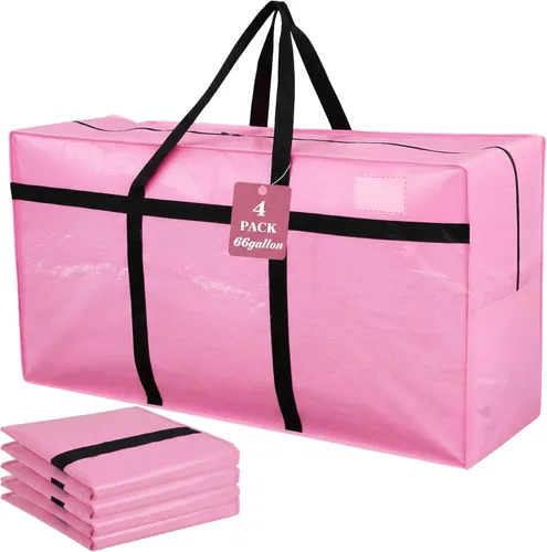 Miniatura 33 de 4 Piezas Bolsas de Mudanza Grandes con Cremallera y Asas Bolsas de Lona Tipo Duffle Plegables de Almacenamiento Extra Resistentes Extra Grandes