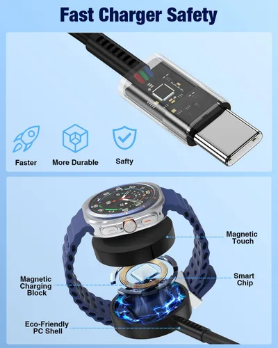 Miniatura 6 de Cargador de reloj Samsung de 25 W, carga rápida, 2 en 1 Samsung Galaxy Watch y cable de cargador de teléfono de 3 pies para Galaxy Watch 8/8