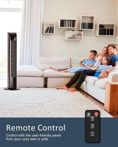 Miniatura 6 de Uthfy Ventilador de torre con control remoto, ventilador de torre eléctrico de 31 pulgadas que sopla aire frío, ventilador de refrigeración