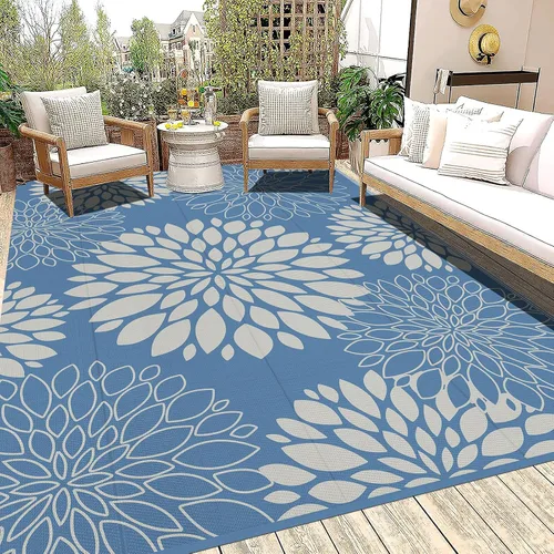 Miniatura 20 de Ileading Alfombra impermeable para exteriores de 5 x 8 pies, reversible, de paja de plástico, portátil, para interiores y exteriores, caravana