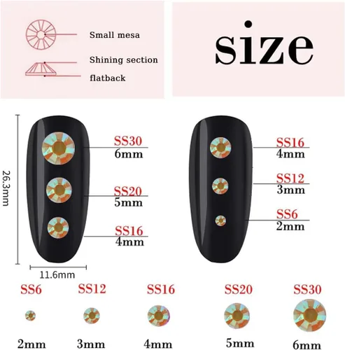 Miniatura 4 de Diamantes de imitación de resina con parte trasera plana para arte de uñas, 10000 unidades de diamantes de imitación transparentes de 0.079 pulgadas
