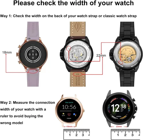 Miniatura 3 de 4 Pack Multicolor 18mm 22mm Stretchy Nylon Watch Bands Compatible with Fossil Watches