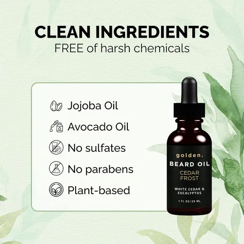 Miniatura 4 de Golden Grooming - Aceite de barba para hombres, acondicionador natural para barba con almendra dulce, jojoba dorada y aceite de argán, suavizante