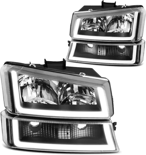 Miniatura 13 de DWVO Conjunto de faros delanteros compatible con Chevy Silverado Avalanche 1500 1500HD 2500 2500HD 3500 Faro 2007 Silverado 1500 2500 3500 Carcasa