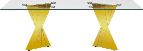 Miniatura 214 de Mesa de centro de cristal de lujo, mesa de centro de sofá de 47 pulgadas con marco de acero inoxidable dorado y parte superior de vidrio negro, mesa