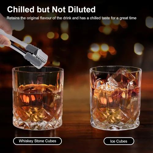 Miniatura 4 de EooCoo Regalos de whisky Bourbon para hombres y papá, juego de regalo de piedras de whisky, paquete de 8 cubos de hielo reutilizables para beber
