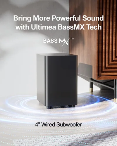 Miniatura 6 de ULTIMEA Barra de sonido de 5.1 canales con subwoofer, sistema de sonido envolvente virtual de cine en casa para TV, barra de sonido con control por